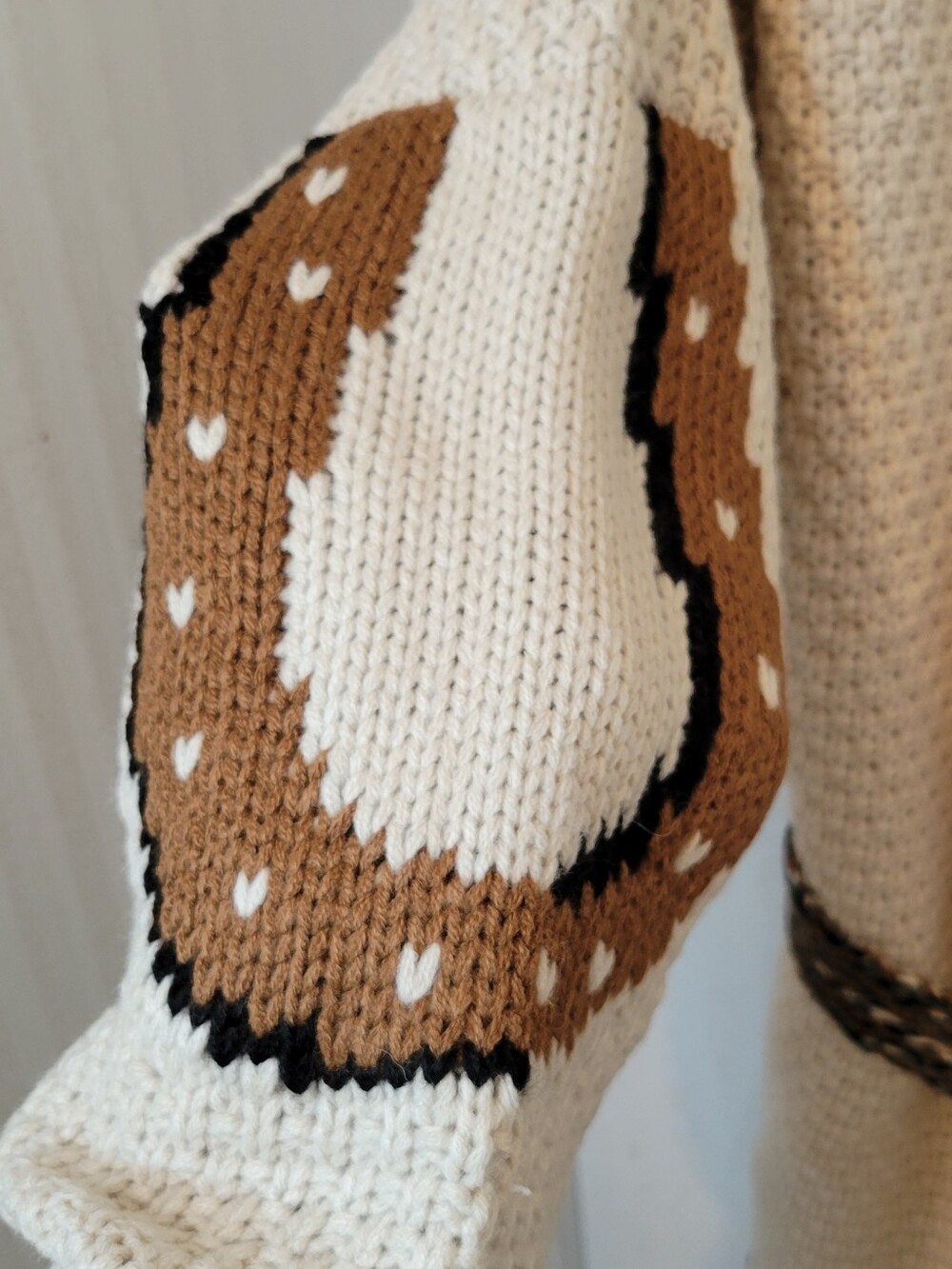 NWT Blue B Horse Embroidered Western Cardigan Sweater Almond Beige Medium - Picture 7 of 11